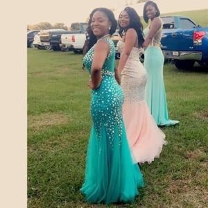 Iridescent Jeweled Turquoise Dress